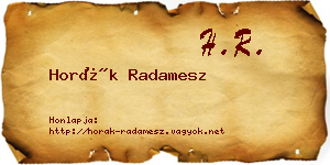 Horák Radamesz névjegykártya